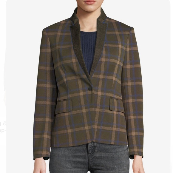Rag & Bone Naomi Green Plaid Blazer Size 6 - Picture 4 of 11